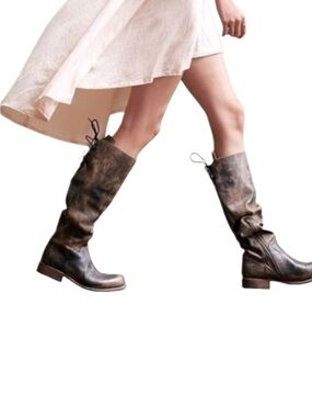 BED|STU Manchester Tall Distressed Brown Leather Riding Boots